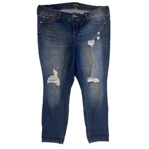 Torrid Distressed Ripped Jeans Womens Size 16 Mid Rise Stretch Skinny Denim NWOT